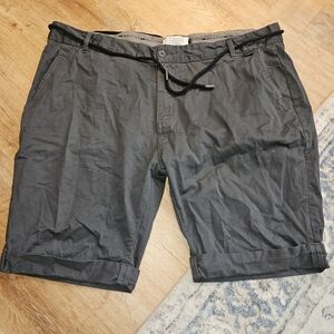 Elevinparis La Collection Men’s Cuffed Chino Shorts Size 38 Gray Flat Front